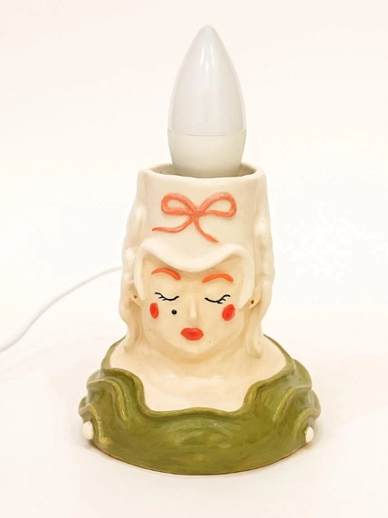 Лампа ручной работы РиРи керамика «Дама в парике», керамика, фото 1.