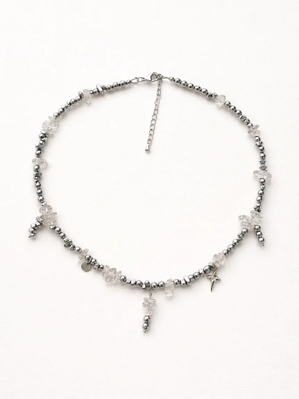 Чокер из гематита Мигетт с камнями и подвесками, 45 см, фото 2.