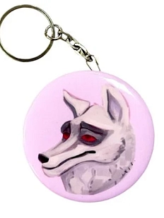 Круглый брелок «Белый пёс», розовый, 5 см