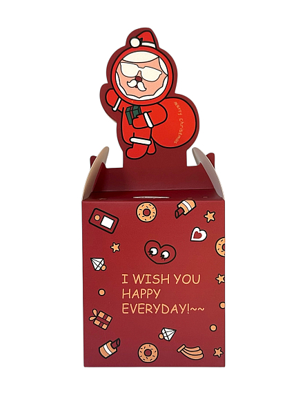 Подарочная коробка с окошком «Санта», бордовая, фото 3.