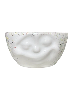 Миска ручной работы с личиком, разноцветная, керамика, 11 см