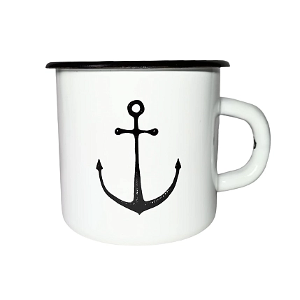 Эмалированная кружка Магтрэп «‎Якорь», белая, 400 мл, фото 1.