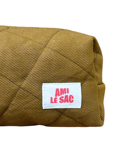 Косметичка ручной работы «Bebesss», коричневая джинса, фото 3.