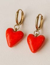 Серьги-конго Радость Рядом Сердечки, полимерная глина, красные