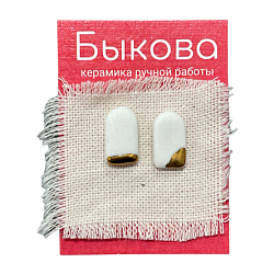 Серьги ручной работы малые, фарфор и золото