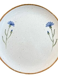 Тарелка ручной работы Синие васильки, керамика