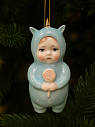 Ёлочная игрушка из фарфора «Малыш в костюме единорога», голубой, 10 см, превью фото 3