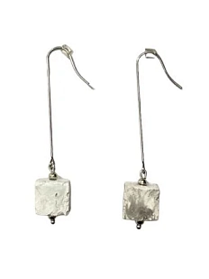 Серьги «Кубики», бетон, ювелирная сталь, серые
