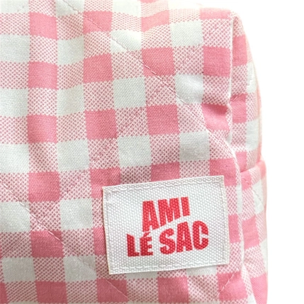 Косметичка ручной работы АМИ (Ami lé sac) «Moyen», розовая клетка, фото 3.