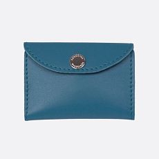 Cкладной кошелёк визитница ручной работы, Kokosina bags, натуральная кожа, васильковый