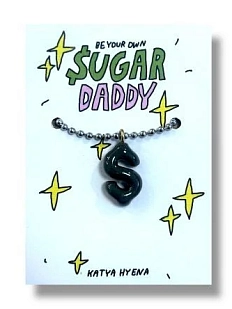 Подвеска Катя Гиена на цепочке ручной работы «Sugar Daddy», тёмно-серый, керамика