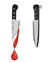 Серьги-гвоздики «Нож в крови», оргстекло, переработанный пластик