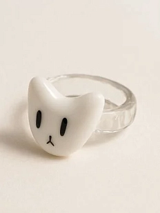 Кольцо ручной работы Котик, полимерная глина