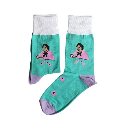 Носки «Девочка с персиками», р-р 38-41, бирюзовые, фото 4.