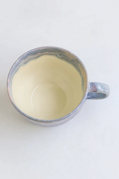 Кружка ручной работы Тата вытворяет/NF ceramics «Цени достигнутое», сиреневая, керамика, 600 мл, фото 3.