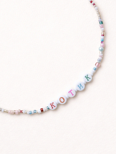 Чокер ручной работы с надписью «Котик», полимерная глина, бисер