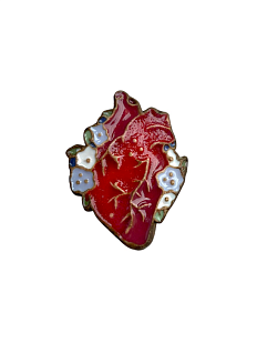 Брошь ручной работы «Сердце цветущее», Partala ceramics