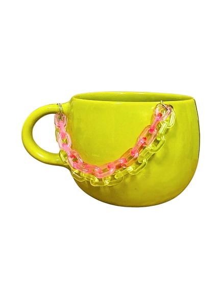 Кружка ручной работы Барыня «Техно», с цепью, салатовая, 380 мл, керамика, фото 1.