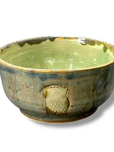 Пиала ручной работы «Сова», зелёная, керамика, 12 см