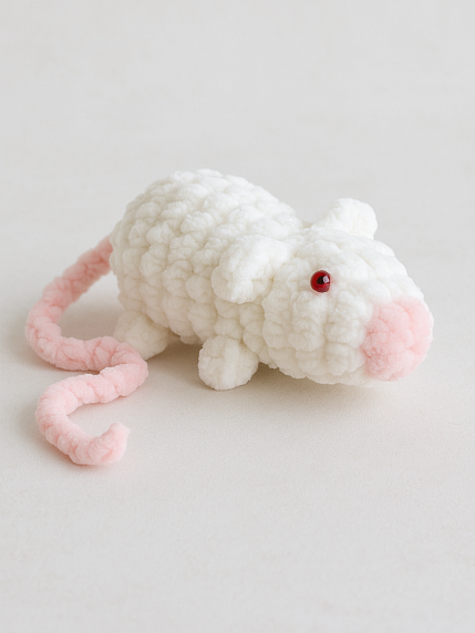 Плюшевая игрушка ручной работы «Крыса», белая, фото 1.