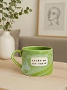 Кружка ручной работы Тата вытворяет/NF ceramics «Е**нутым нет покоя», зеленая, керамика, 500 мл, превью фото 2