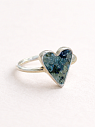 Кольцо ручной работы «Сердце», бирюзовое, турмалин, нейзильбер, превью фото 1