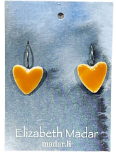 Серьги Elizabeth Madar Сердечки, керамика, оранжевые