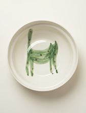 Тарелка ручной работы Донышко-горлышко «Кот Краш Зеленый», белая, керамика