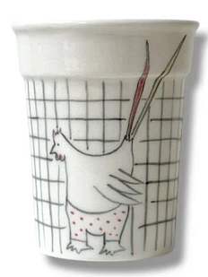 Стакан ручной работы Донышко-горлышко «Кура», белый, керамика, 300 мл