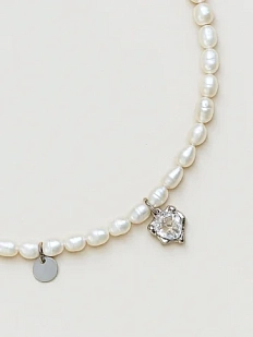 Чокер ручной работы «Ice», речной жемчуг, родированная латунь