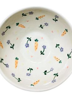 Пиала ручной работы с морковками и сиреневыми цветочками «Винтаж», керамика, 13 см