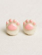 Серёжки-гвоздики «Лапки», полимерная глина, белые