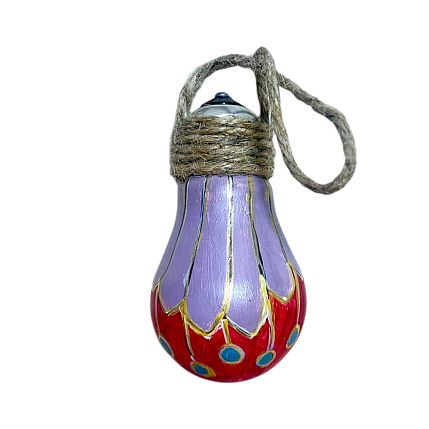 Ёлочная игрушка из лампочки «Спящий тигр», ручная роспись, красная, 8,5 см, фото 2.