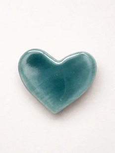Брошь ручной работы Elizabeth Madar Сердце, сине-зелёная, керамика