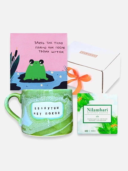 Подарочный набор с кружкой «Е*анутым нет покоя» и шоколадом №2, фото 1.