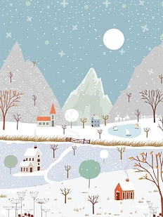 Открытка DARI DARI на Новый год «Голубой пейзаж», А6