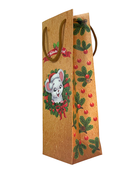 Пакет подарочный под бутылку «С Новым годом!», фото 2.