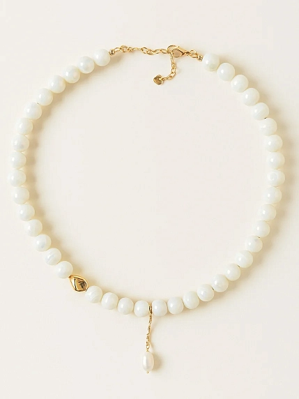 Чокер ручной работы «Serene», перламутр, латунь, фото 2.