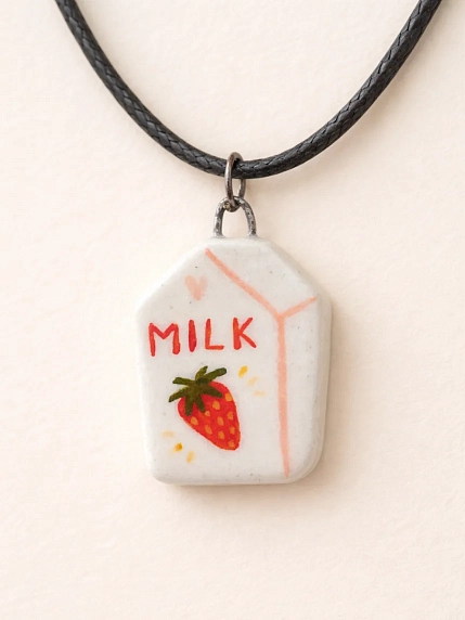 Подвеска ручной работы Боттери керамика «Milk»‎, керамика, фото 1.