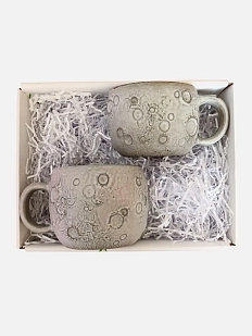 Набор с кружками в виде ручной работы Луны, керамика, кремовые, 360 мл