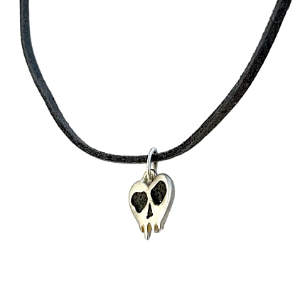 Кулон ручной работы на кожаном ремешке «Череп», нейзильбер, фото 6.