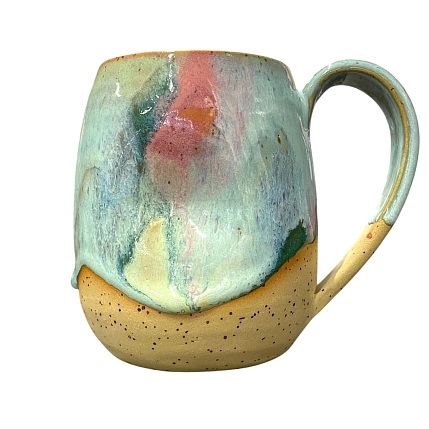 Кружка ручной работы «Зелёные переливы», керамика, 400 мл, фото 1.
