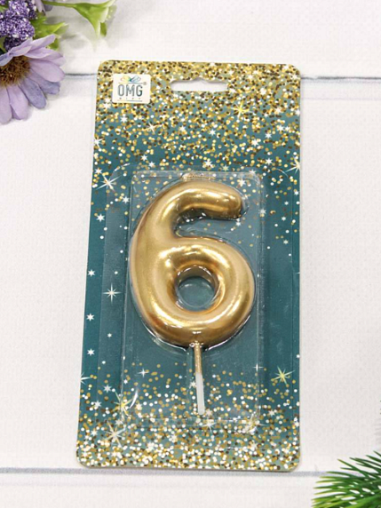 Свеча для торта «Цифра 6», 6 см, фото 1.