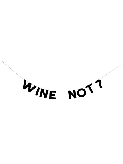 Бумажная гирлянда из букв Tak.sebe.prazdnik «WINE NOT?», чёрная, картон, 240 г/м², фото 1.
