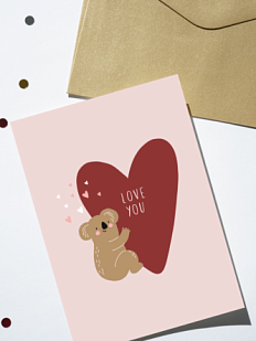 Открытка с коалой «Love you»