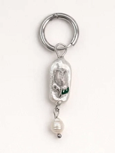 Моносерьга ручной работы Pet Polly Pocket «Тюльпан с жемчужинкой», полимерная глина