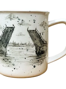 Кружка ручной работы Верба керамика цилиндр «В марте и в мае город в тумане», керамика, 500 мл