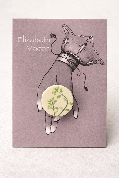 Брошь ручной работы Elizabeth Madar Оттиск трав с зеленью, керамика, фото 2.