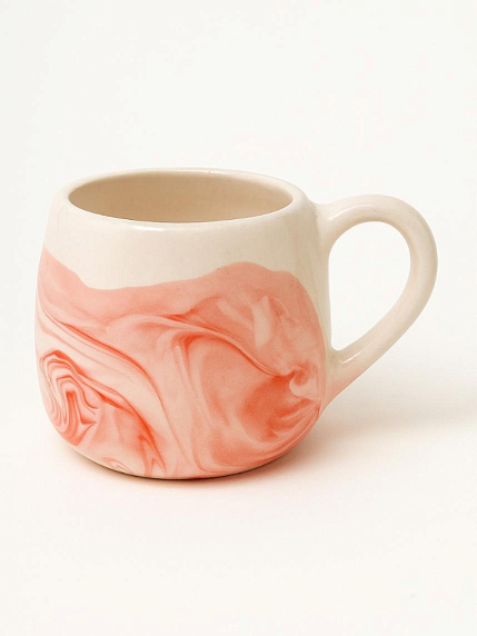 Кружка ручной работы круглая «Розовый мрамор», керамика, 400 мл, фото 1.