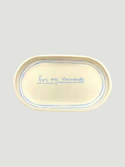 Блюдце ручной работы Йеллоускуп «For my diamonds», керамика, 17 см, фото 1.